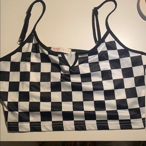 checkered cropped tank top
